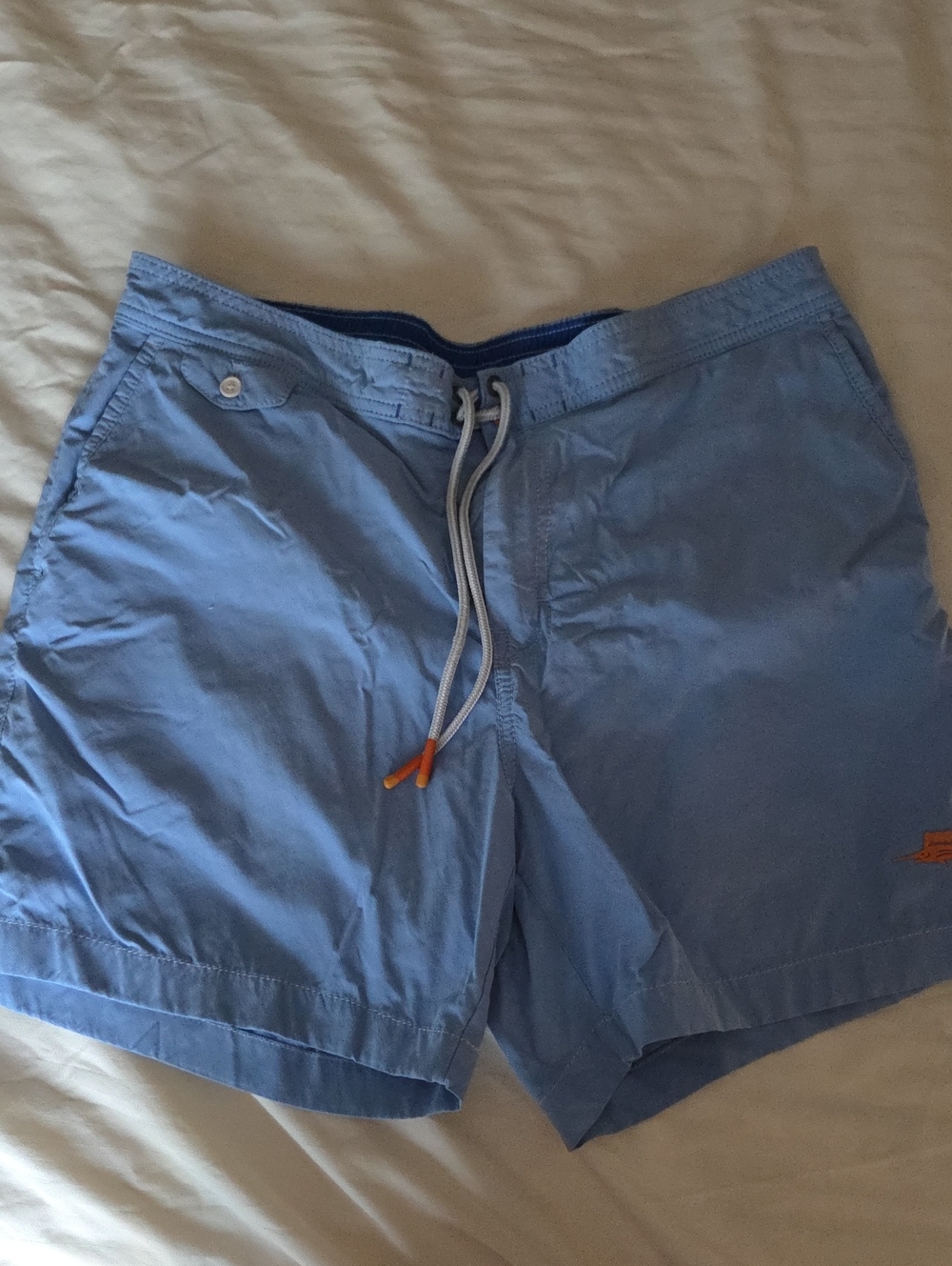 Tommy Bahama Light Blue Swim Trunks with Contrast Drawcord Tips